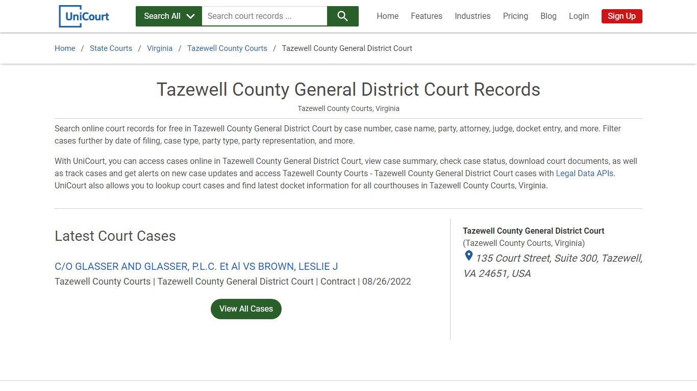 Tazewell County General District Court Records | Tazewell | UniCourt